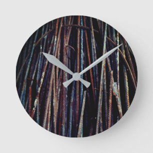 Horloge Ronde Bars Rusty Cool très uniques