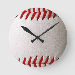 Horloge Ronde Baseball et Softball Classiques Couture Rouge