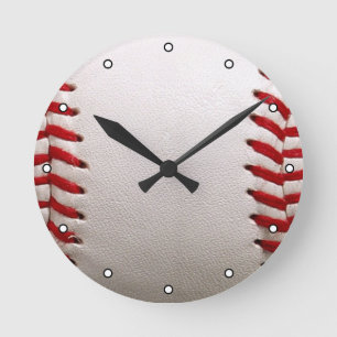 Horloge Ronde Baseball et Softball Couture Rouge