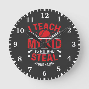 Horloge Ronde Baseball J'apprends à Mon Enfant à frapper et vole