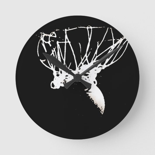 Horloge Ronde Basket-ball Black White Pop Art (Recto)