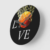 Horloge Ronde Basket-ball I Love (Angle)