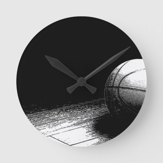 Horloge Ronde Basket-ball noir blanc (Recto)