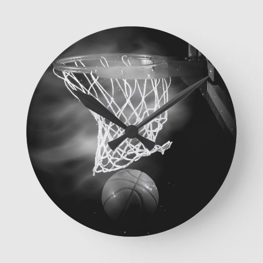 Horloge Ronde Basket-ball noir et blanc (Recto)