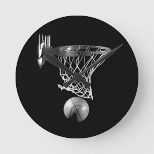 Horloge Ronde Basket-ball noir et blanc