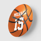 Horloge Ronde Basket-ball Votre nom (Angle)