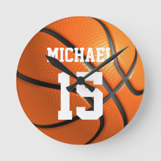 Horloge Ronde Basket-ball Votre nom