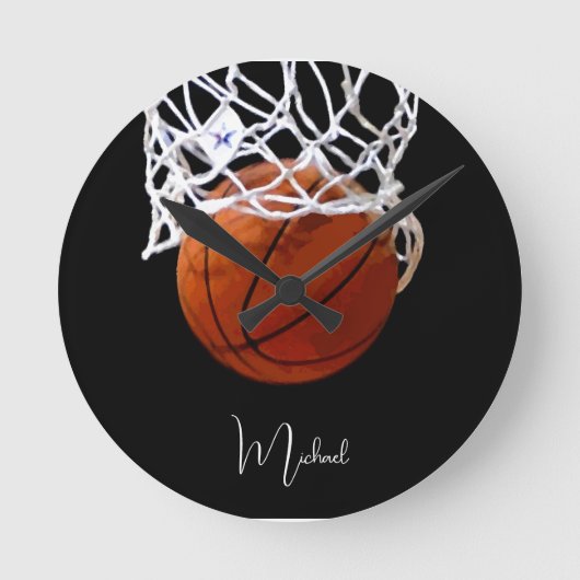 Horloge Ronde Basket-ball Votre nom (Recto)
