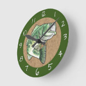 Horloge Ronde Basse de saut à grande bouche Pêche (Angle)