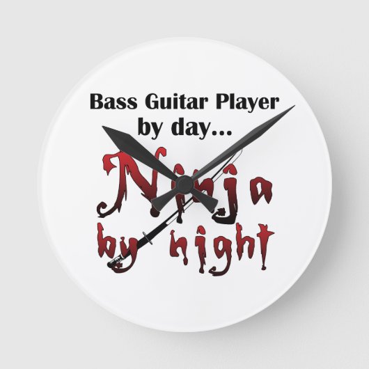 Horloge Ronde Basse guitare Ninja (Recto)
