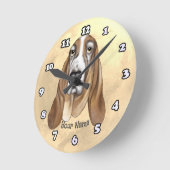 Horloge Ronde Basset Hound (Angle)