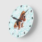 Horloge Ronde Basset Hound; cute (Angle)
