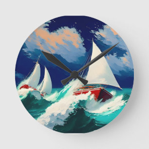 Horloge Ronde Bateaux à voile Courses en Mer Lourde