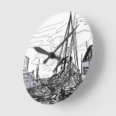 Horloge Ronde bateaux en mer (Angle)