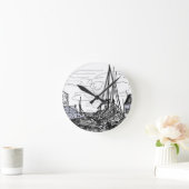 Horloge Ronde bateaux en mer (Maison)