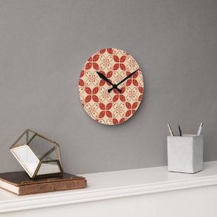 Horloge Ronde Batik Kawung, motif indonésien, javanais, ethnique