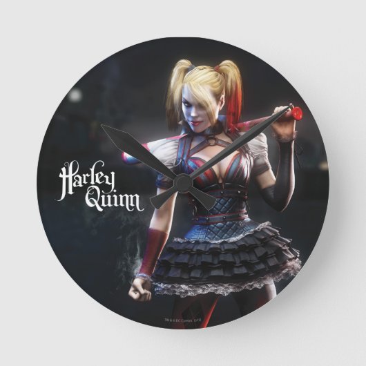 Horloge Ronde Batman Arkham Knight | Harley Quinn avec chauve-so (Recto)