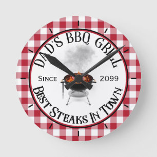 Horloge Ronde BBQ Grill papa Meilleurs Steaks en ville