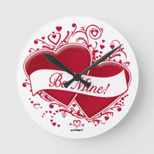 Horloge Ronde Be Mine ! Red Hearts