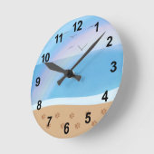 Horloge Ronde Beach Rainbow Paw Prints Acrylic Wall Clock (Angle)