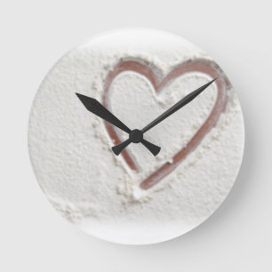 Horloge Ronde Beach Sand Heart Valentine