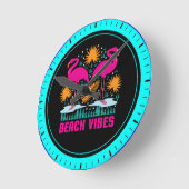 Horloge Ronde Beach Vibes Flamants roses roses-19501 (Angle)
