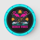 Horloge Ronde Beach Vibes Flamants roses roses-19501 (Recto)