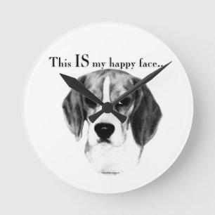 Horloge Ronde Beagle Joyeux Visage; Joyeux Beagle; Beagle grinch