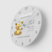 Horloge Ronde Bear Baby Birth Stats Nursery (Angle)