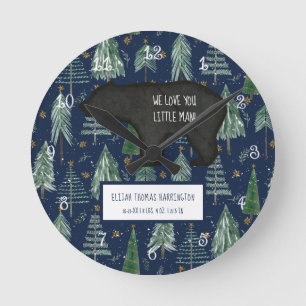 Horloge Ronde Bear Navy Woodland