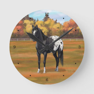 Horloge Ronde Beau Appaloosa Noir Quarter Horse Stallion