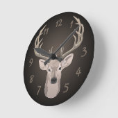 Horloge Ronde Beau buck avec gros bois (Angle)