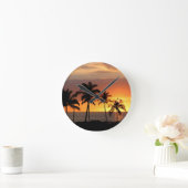 Horloge Ronde Beau coucher de soleil à la plage (Maison)