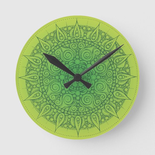 Horloge Ronde Beau design Oriental Vert (Recto)
