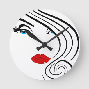 Horloge Ronde Beau dessin de visage de mannequin