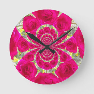 Horloge Ronde Beau Extraordinaire Roses rouges Motif Kaleidoscop