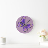 Horloge Ronde Beau gros papillon violet (Maison)