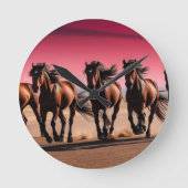 Horloge Ronde Beau Majestic Wild Horses Running in Twilight (Recto)