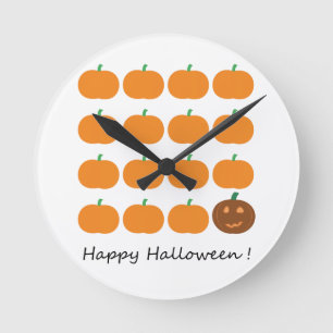Horloge Ronde Beau Patch Citrouille Halloween