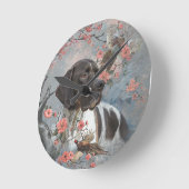 Horloge Ronde Beau pointeur avec faisans (Angle)