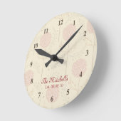 Horloge Ronde Beau rose et Brown floral (Angle)