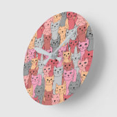 Horloge Ronde Beaucoup de Chats rouges Design Couverture murale (Angle)