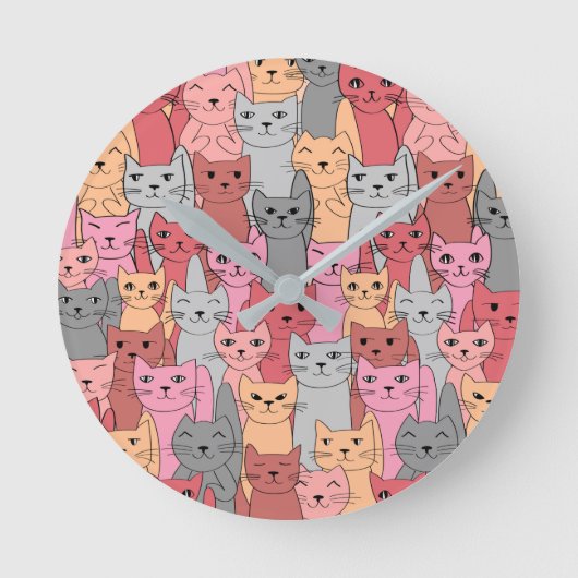 Horloge Ronde Beaucoup de Chats rouges Design Couverture murale (Recto)