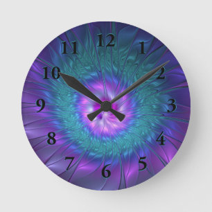 Horloge Ronde Beauté florale Abstraite Fleur d'art fractionnée c