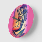 Horloge Ronde beauté foncé-haired de sirène (Angle)