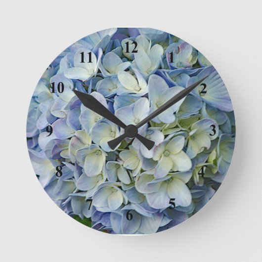 Horloge Ronde Beautiful Blue Hydrangea Flowers (Recto)