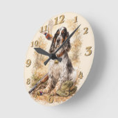Horloge Ronde Beautiful Setter with Pheasants , Art (Angle)