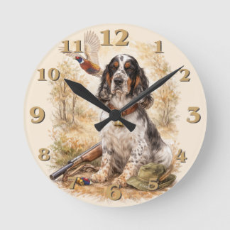 Horloge Ronde Beautiful Setter with Pheasants , Art