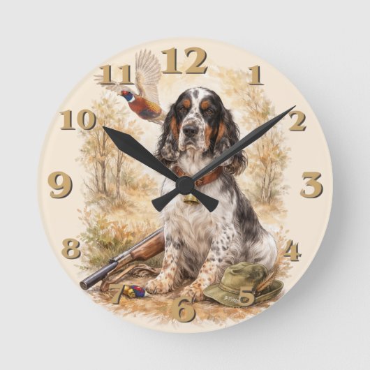 Horloge Ronde Beautiful Setter with Pheasants , Art (Recto)