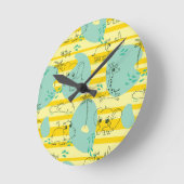 Horloge Ronde Beaux animaux jouant avec de l'eau 2 (Angle)